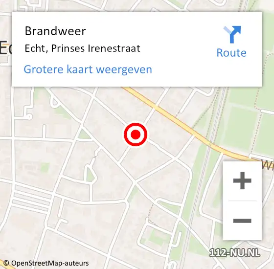 Locatie op kaart van de 112 melding: Brandweer Echt, Prinses Irenestraat op 22 april 2017 19:43