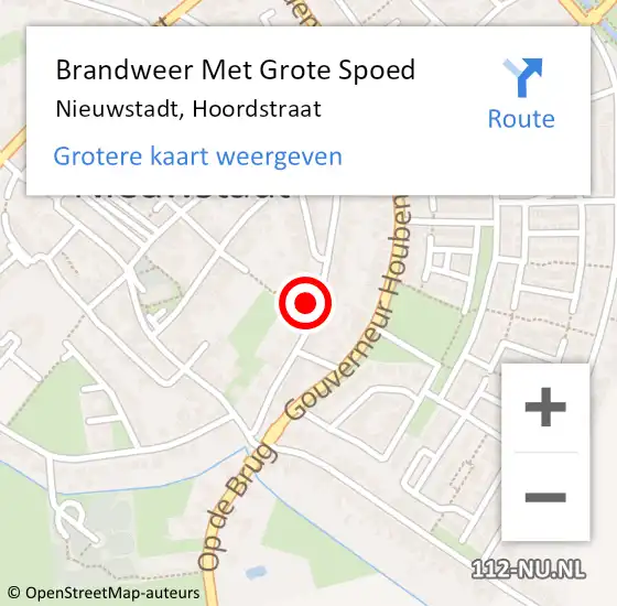 Locatie op kaart van de 112 melding: Brandweer Met Grote Spoed Naar Nieuwstadt, Hoordstraat op 22 april 2017 20:15