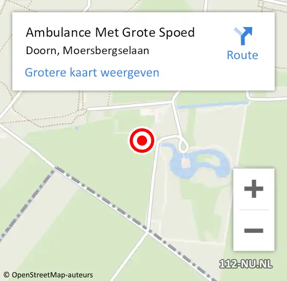 Locatie op kaart van de 112 melding: Ambulance Met Grote Spoed Naar Doorn, Moersbergselaan op 22 april 2017 21:04