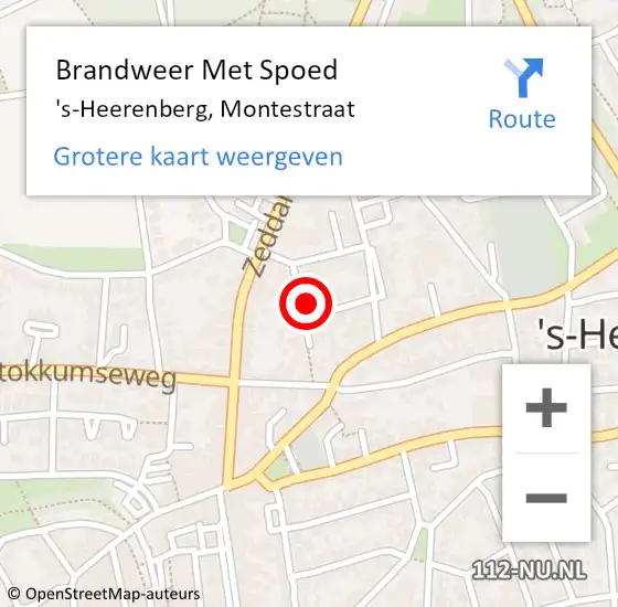 Locatie op kaart van de 112 melding: Brandweer Met Spoed Naar 's-Heerenberg, Montestraat op 22 april 2017 21:16