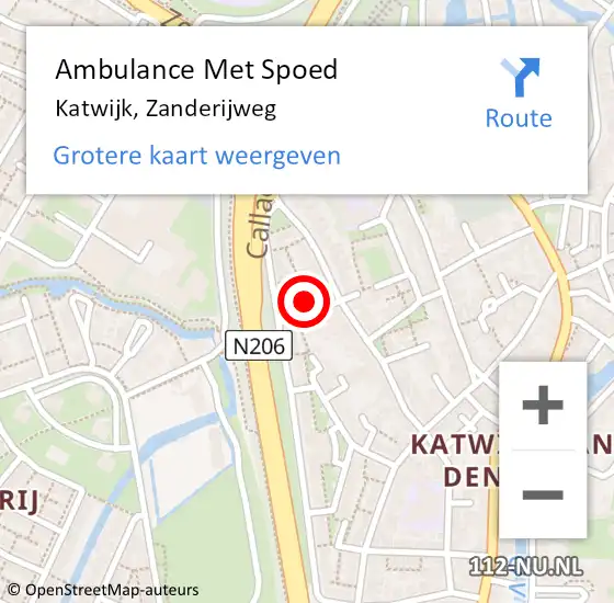 Locatie op kaart van de 112 melding: Ambulance Met Spoed Naar Katwijk, Zanderijweg op 22 april 2017 22:06