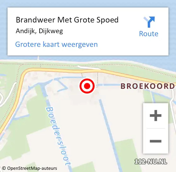 Locatie op kaart van de 112 melding: Brandweer Met Grote Spoed Naar Andijk, Dijkweg op 22 april 2017 22:19