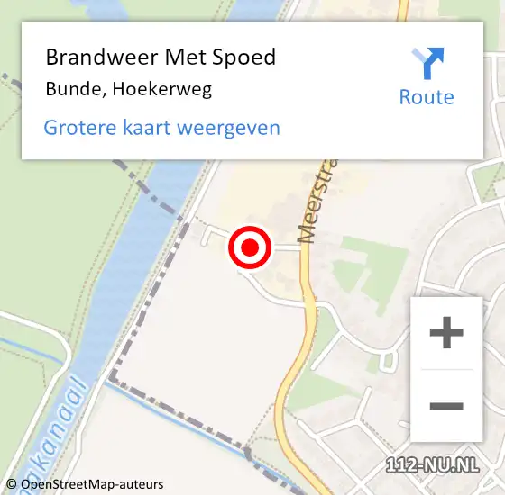 Locatie op kaart van de 112 melding: Brandweer Met Spoed Naar Bunde, Hoekerweg op 22 april 2017 22:21