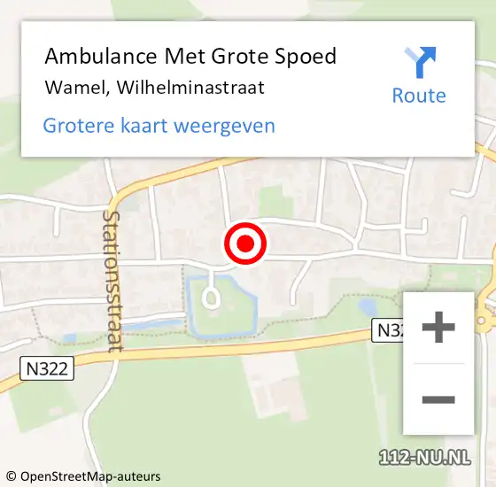 Locatie op kaart van de 112 melding: Ambulance Met Grote Spoed Naar Wamel, Wilhelminastraat op 22 april 2017 22:25