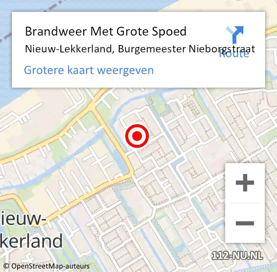 Locatie op kaart van de 112 melding: Brandweer Met Grote Spoed Naar Nieuw-Lekkerland, Burgemeester Nieborgstraat op 17 januari 2014 23:50