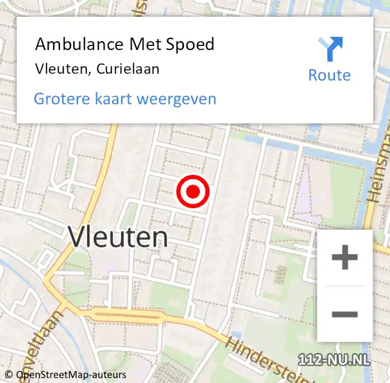 Locatie op kaart van de 112 melding: Ambulance Met Spoed Naar Vleuten, Curielaan op 22 april 2017 23:37