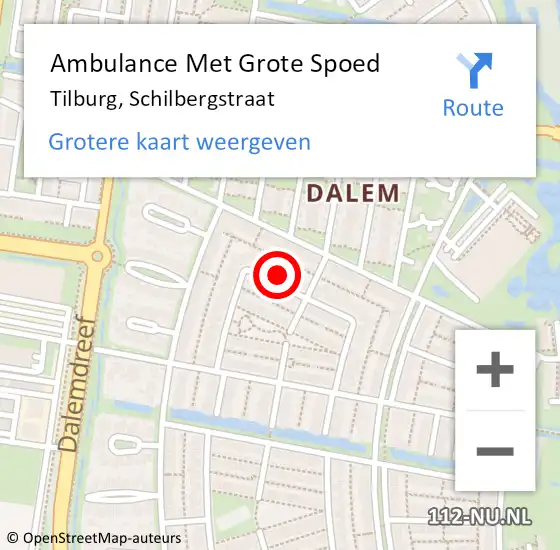 Locatie op kaart van de 112 melding: Ambulance Met Grote Spoed Naar Tilburg, Schilbergstraat op 22 april 2017 23:56