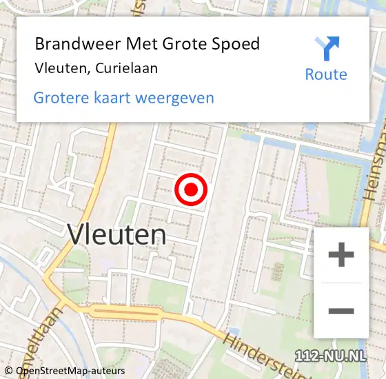 Locatie op kaart van de 112 melding: Brandweer Met Grote Spoed Naar Vleuten, Curielaan op 23 april 2017 00:04