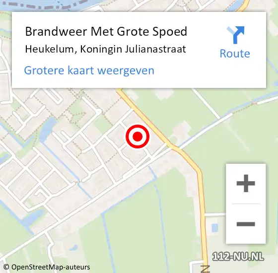 Locatie op kaart van de 112 melding: Brandweer Met Grote Spoed Naar Heukelum, Koningin Julianastraat op 23 april 2017 00:35