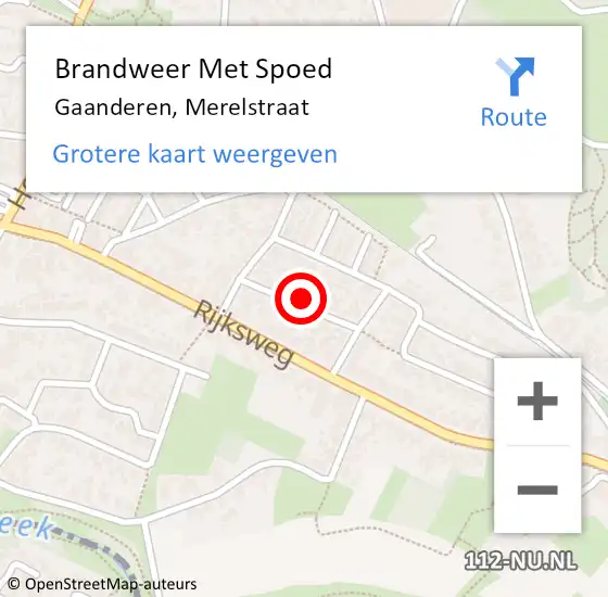 Locatie op kaart van de 112 melding: Brandweer Met Spoed Naar Gaanderen, Merelstraat op 23 april 2017 00:38