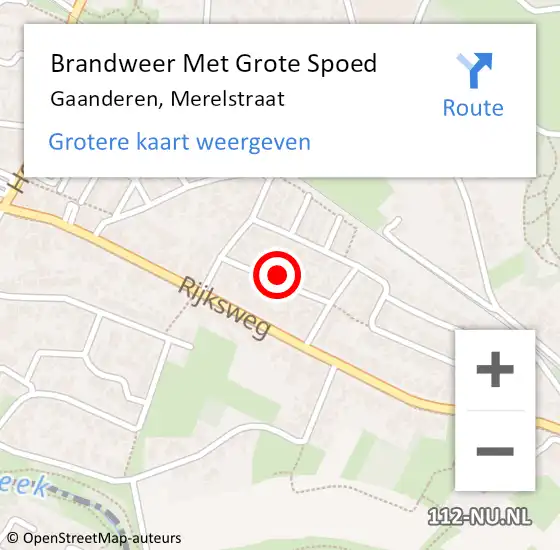 Locatie op kaart van de 112 melding: Brandweer Met Grote Spoed Naar Gaanderen, Merelstraat op 23 april 2017 00:45