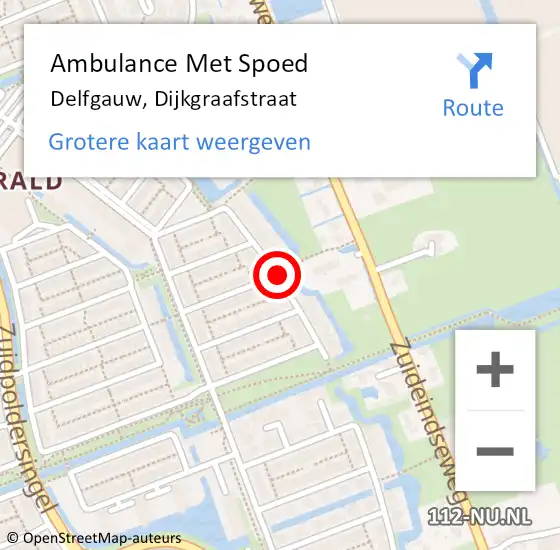 Locatie op kaart van de 112 melding: Ambulance Met Spoed Naar Delfgauw, Dijkgraafstraat op 23 april 2017 00:53