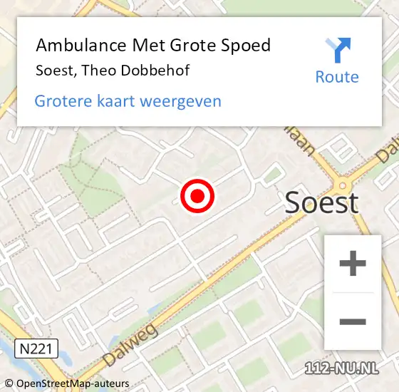 Locatie op kaart van de 112 melding: Ambulance Met Grote Spoed Naar Soest, Theo Dobbehof op 23 april 2017 01:02