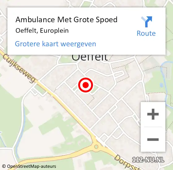 Locatie op kaart van de 112 melding: Ambulance Met Grote Spoed Naar Oeffelt, Europlein op 23 april 2017 01:10