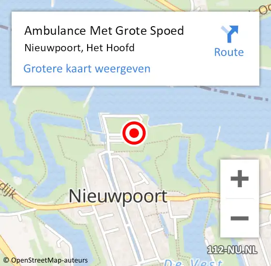 Locatie op kaart van de 112 melding: Ambulance Met Grote Spoed Naar Nieuwpoort, Het Hoofd op 23 april 2017 01:26