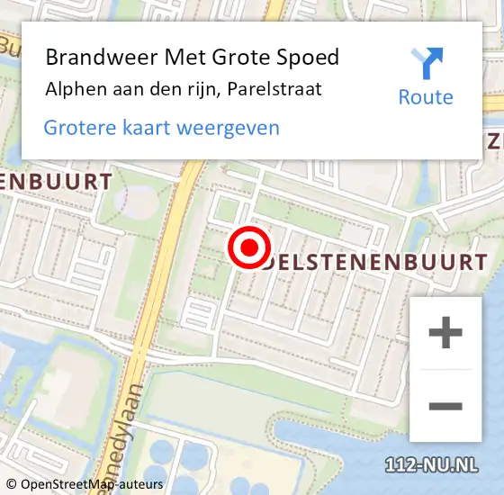 Locatie op kaart van de 112 melding: Brandweer Met Grote Spoed Naar Alphen aan den rijn, Parelstraat op 23 april 2017 02:37