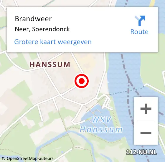 Locatie op kaart van de 112 melding: Brandweer Neer, Soerendonck op 23 april 2017 02:40