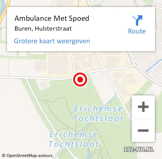 Locatie op kaart van de 112 melding: Ambulance Met Spoed Naar Buren, Hulsterstraat op 23 april 2017 03:12