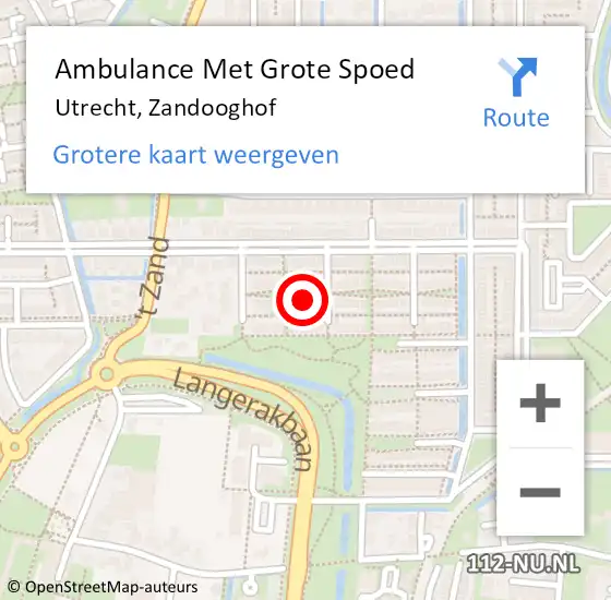 Locatie op kaart van de 112 melding: Ambulance Met Grote Spoed Naar Utrecht, Zandooghof op 23 april 2017 03:30