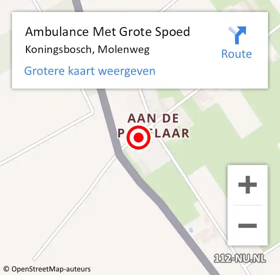 Locatie op kaart van de 112 melding: Ambulance Met Grote Spoed Naar Koningsbosch, Molenweg op 23 april 2017 03:35