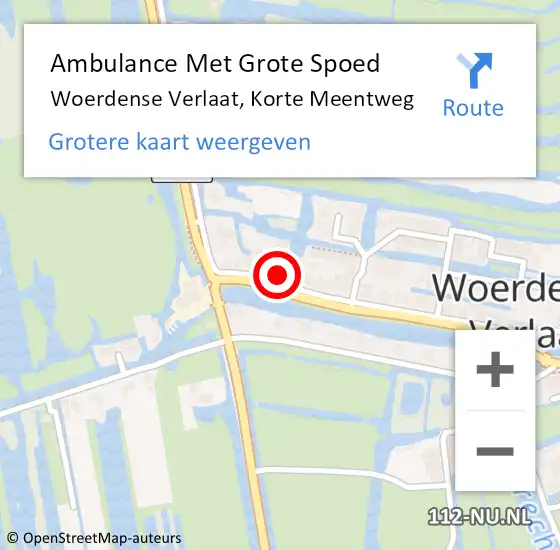 Locatie op kaart van de 112 melding: Ambulance Met Grote Spoed Naar Woerdense Verlaat, Korte Meentweg op 23 april 2017 03:42