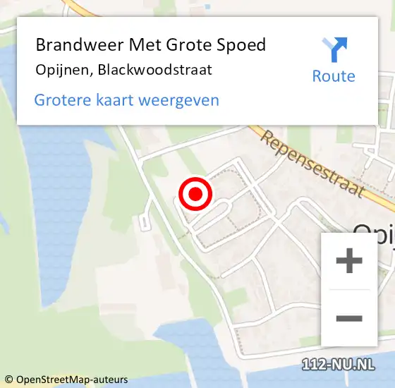 Locatie op kaart van de 112 melding: Brandweer Met Grote Spoed Naar Opijnen, Blackwoodstraat op 23 april 2017 07:28