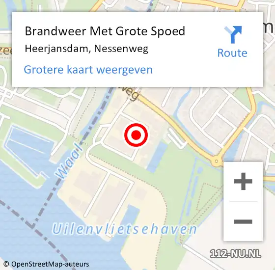 Locatie op kaart van de 112 melding: Brandweer Met Grote Spoed Naar Heerjansdam, Nessenweg op 23 april 2017 08:22