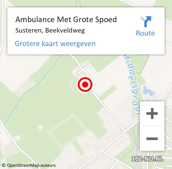 Locatie op kaart van de 112 melding: Ambulance Met Grote Spoed Naar Susteren, Beekveldweg op 23 april 2017 08:22