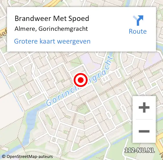 Locatie op kaart van de 112 melding: Brandweer Met Spoed Naar Almere, Gorinchemgracht op 23 april 2017 08:59