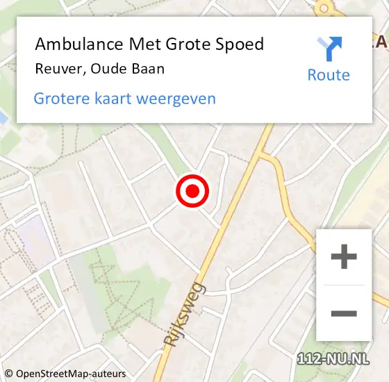 Locatie op kaart van de 112 melding: Ambulance Met Grote Spoed Naar Reuver, Oude Baan op 23 april 2017 09:38