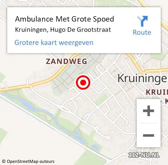 Locatie op kaart van de 112 melding: Ambulance Met Grote Spoed Naar Kruiningen, Hugo De Grootstraat op 23 april 2017 10:07