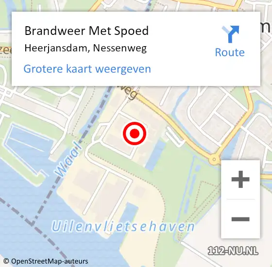 Locatie op kaart van de 112 melding: Brandweer Met Spoed Naar Heerjansdam, Nessenweg op 23 april 2017 10:11