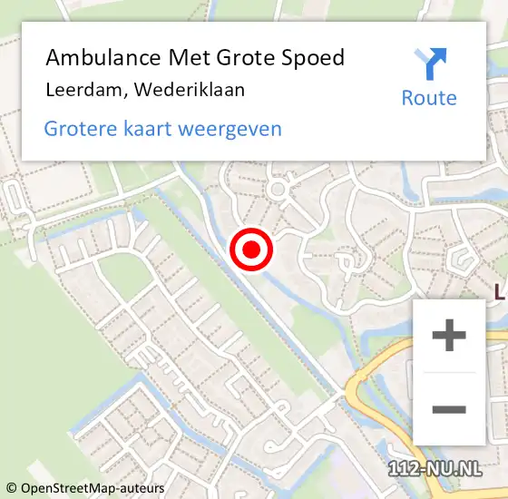 Locatie op kaart van de 112 melding: Ambulance Met Grote Spoed Naar Leerdam, Wederiklaan op 23 april 2017 10:25