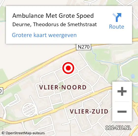 Locatie op kaart van de 112 melding: Ambulance Met Grote Spoed Naar Deurne, Theodorus de Smethstraat op 23 april 2017 10:33