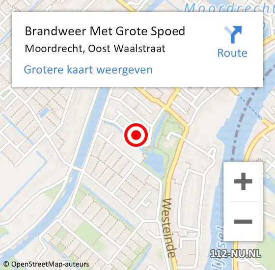 Locatie op kaart van de 112 melding: Brandweer Met Grote Spoed Naar Moordrecht, Oost Waalstraat op 23 april 2017 10:56