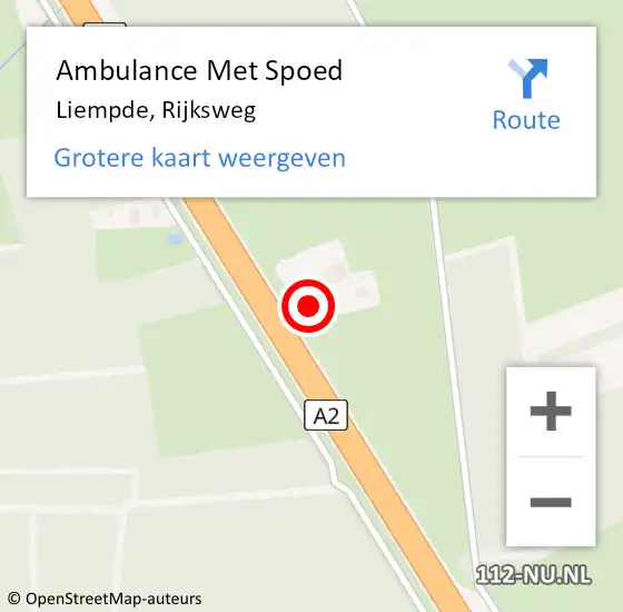 Locatie op kaart van de 112 melding: Ambulance Met Spoed Naar Liempde, Rijksweg op 23 april 2017 11:22