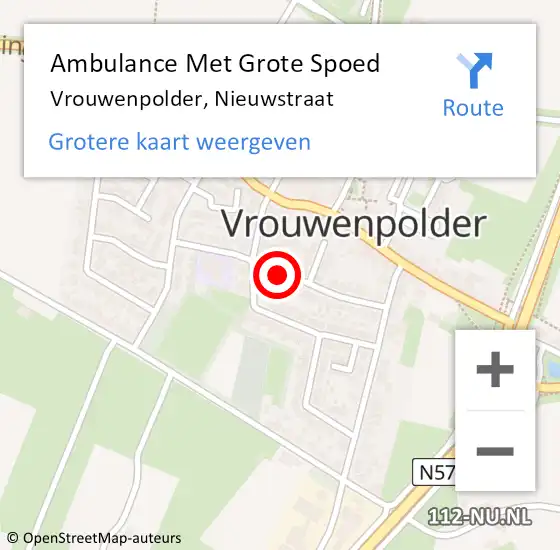 Locatie op kaart van de 112 melding: Ambulance Met Grote Spoed Naar Vrouwenpolder, Nieuwstraat op 23 april 2017 11:33