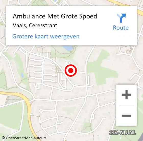 Locatie op kaart van de 112 melding: Ambulance Met Grote Spoed Naar Vaals, Ceresstraat op 18 januari 2014 01:23