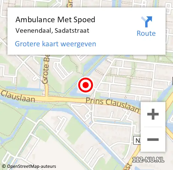 Locatie op kaart van de 112 melding: Ambulance Met Spoed Naar Veenendaal, Sadatstraat op 23 april 2017 11:50