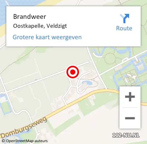 Locatie op kaart van de 112 melding: Brandweer Oostkapelle, Veldzigt op 23 april 2017 11:52