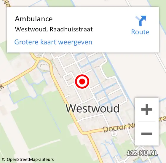 Locatie op kaart van de 112 melding: Ambulance Westwoud, Raadhuisstraat op 23 april 2017 13:01