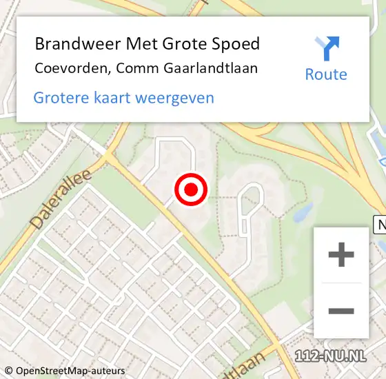 Locatie op kaart van de 112 melding: Brandweer Met Grote Spoed Naar Coevorden, Comm Gaarlandtlaan op 23 april 2017 13:04