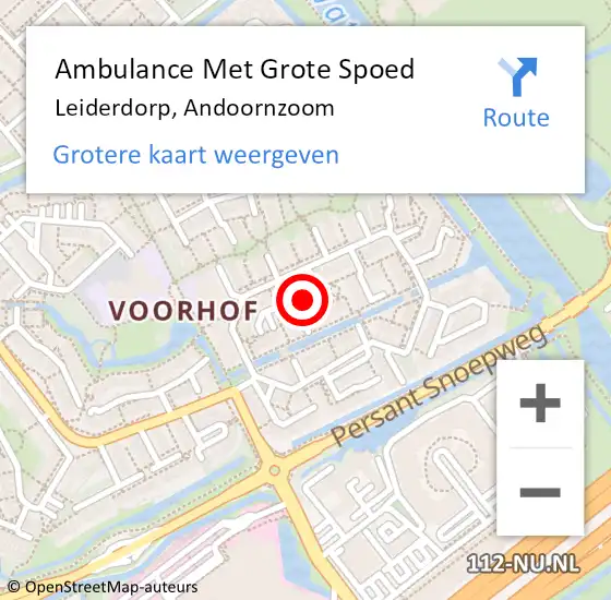 Locatie op kaart van de 112 melding: Ambulance Met Grote Spoed Naar Leiderdorp, Andoornzoom op 23 april 2017 13:05