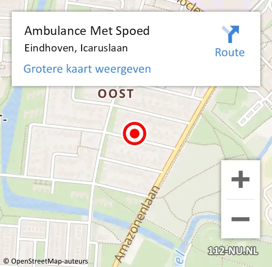 Locatie op kaart van de 112 melding: Ambulance Met Spoed Naar Eindhoven, Icaruslaan op 23 april 2017 13:25