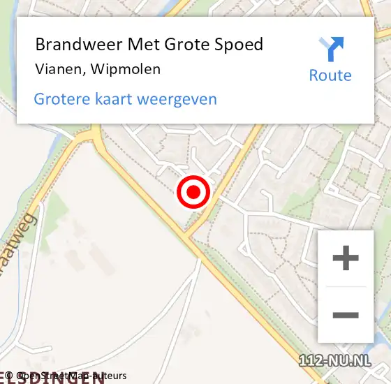 Locatie op kaart van de 112 melding: Brandweer Met Grote Spoed Naar Vianen, Wipmolen op 23 april 2017 13:54