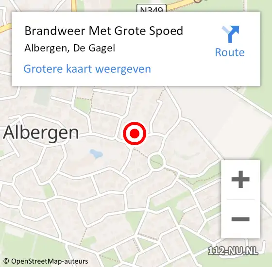 Locatie op kaart van de 112 melding: Brandweer Met Grote Spoed Naar Albergen, De Gagel op 23 april 2017 14:17