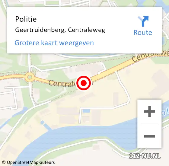 Locatie op kaart van de 112 melding: Politie Geertruidenberg, Centraleweg op 23 april 2017 14:39