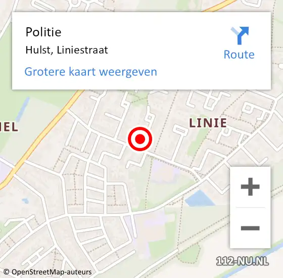 Locatie op kaart van de 112 melding: Politie Hulst, Liniestraat op 23 april 2017 14:42