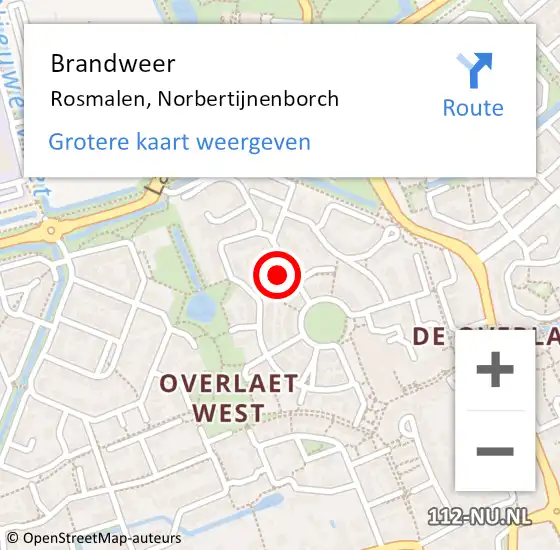 Locatie op kaart van de 112 melding: Brandweer Rosmalen, Norbertijnenborch op 18 januari 2014 01:59