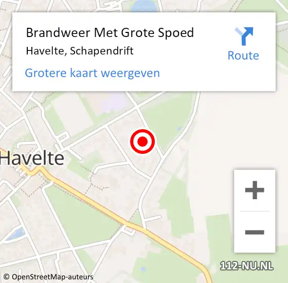 Locatie op kaart van de 112 melding: Brandweer Met Grote Spoed Naar Havelte, Schapendrift op 23 april 2017 15:23